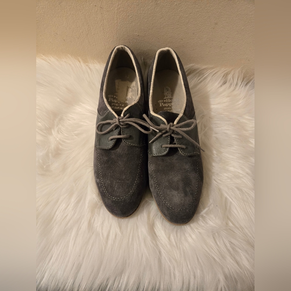 Hush Puppies Men's Suede Steel Toes shoes Gray Size 10W With Lace